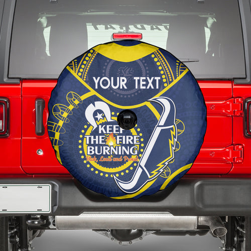 Custom NRL Cowboys NAIDOC Week Spare Tire Cover Keep The Fire Burning Indigenous Art