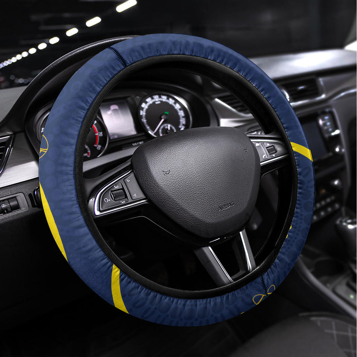 NRL Cowboys NAIDOC Week Steering Wheel Cover Keep The Fire Burning Indigenous Art