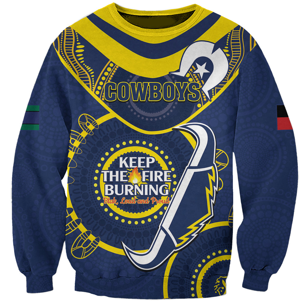 Custom NRL Cowboys NAIDOC Week Sweatshirt Keep The Fire Burning Indigenous Art