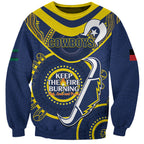 Custom NRL Cowboys NAIDOC Week Sweatshirt Keep The Fire Burning Indigenous Art
