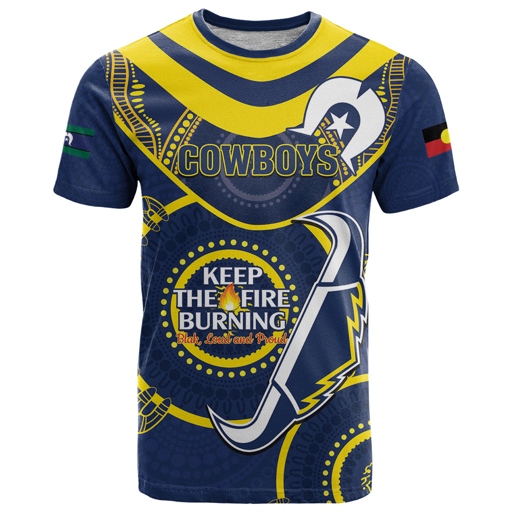 Custom NRL Cowboys NAIDOC Week T Shirt Keep The Fire Burning Indigenous Art