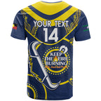 Custom NRL Cowboys NAIDOC Week T Shirt Keep The Fire Burning Indigenous Art