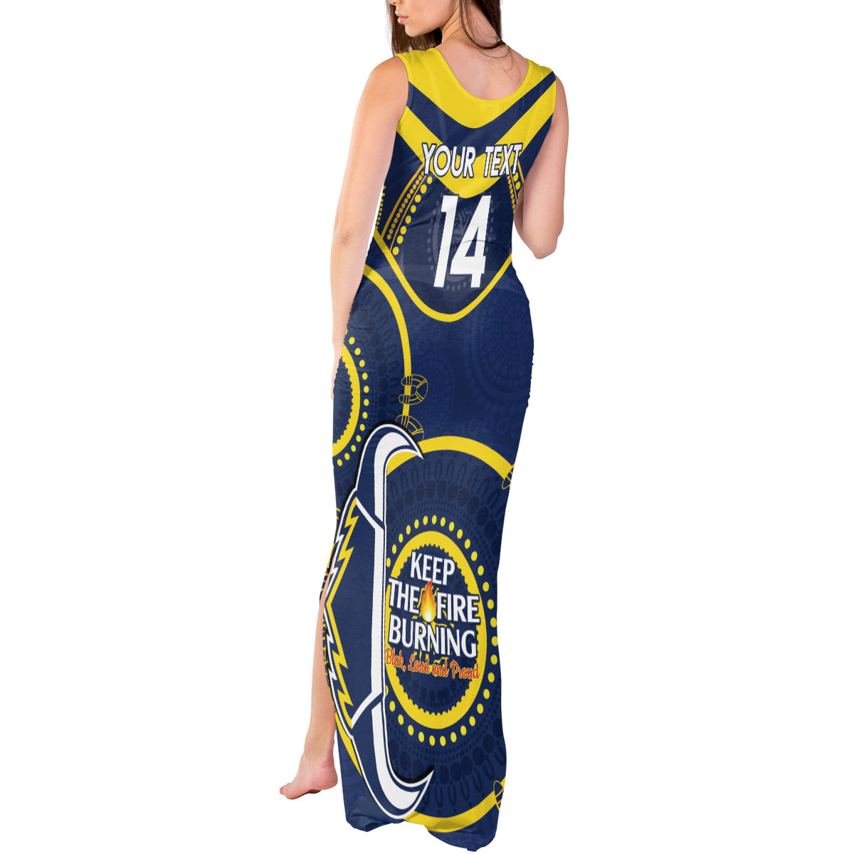 Custom NRL Cowboys NAIDOC Week Tank Maxi Dress Keep The Fire Burning Indigenous Art