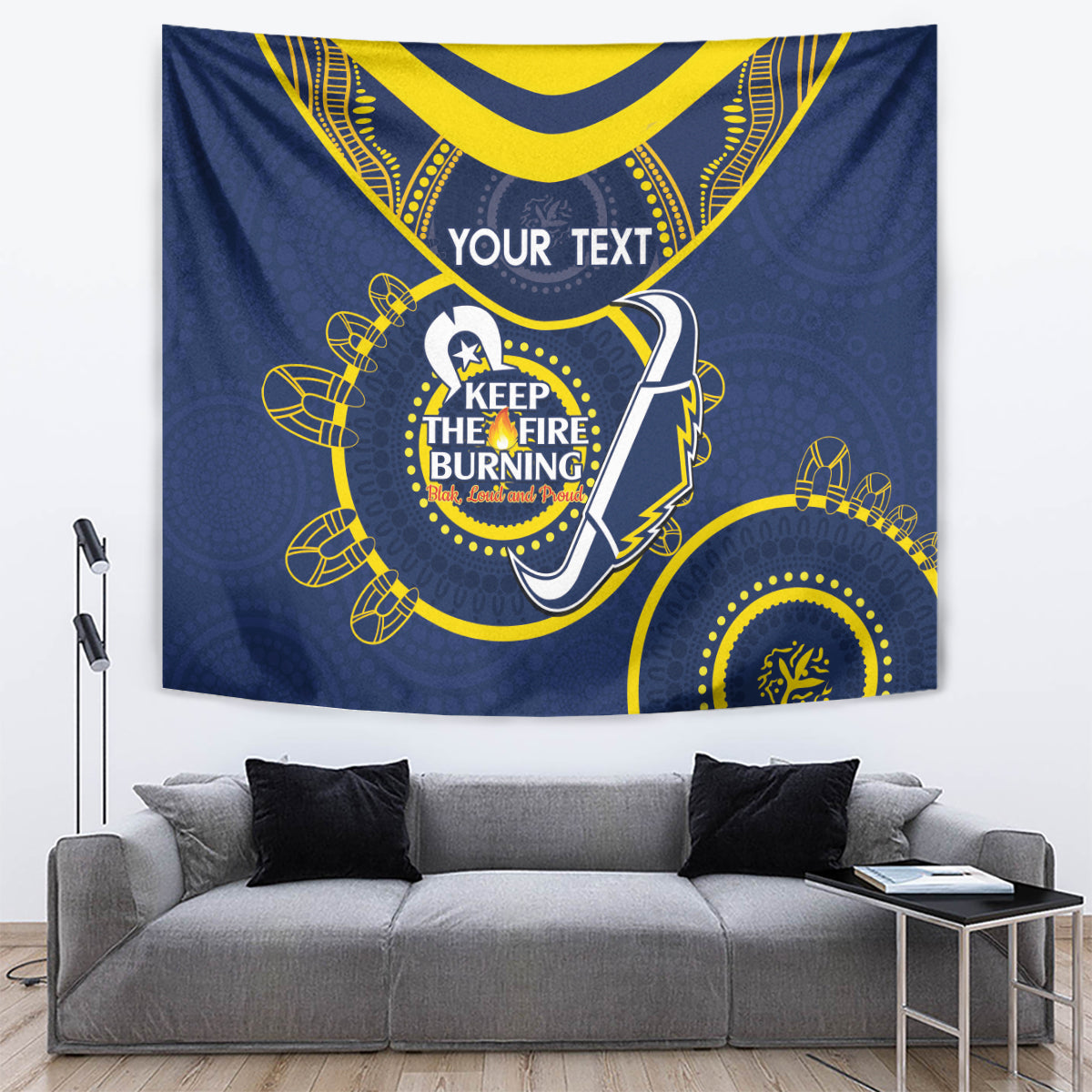 Custom NRL Cowboys NAIDOC Week Tapestry Keep The Fire Burning Indigenous Art