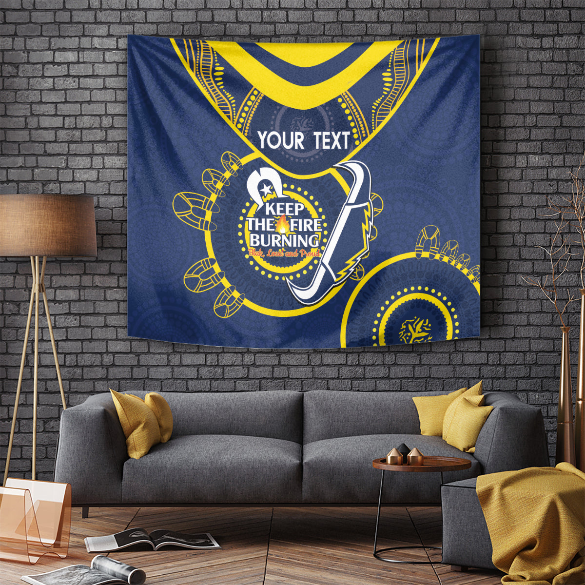 Custom NRL Cowboys NAIDOC Week Tapestry Keep The Fire Burning Indigenous Art