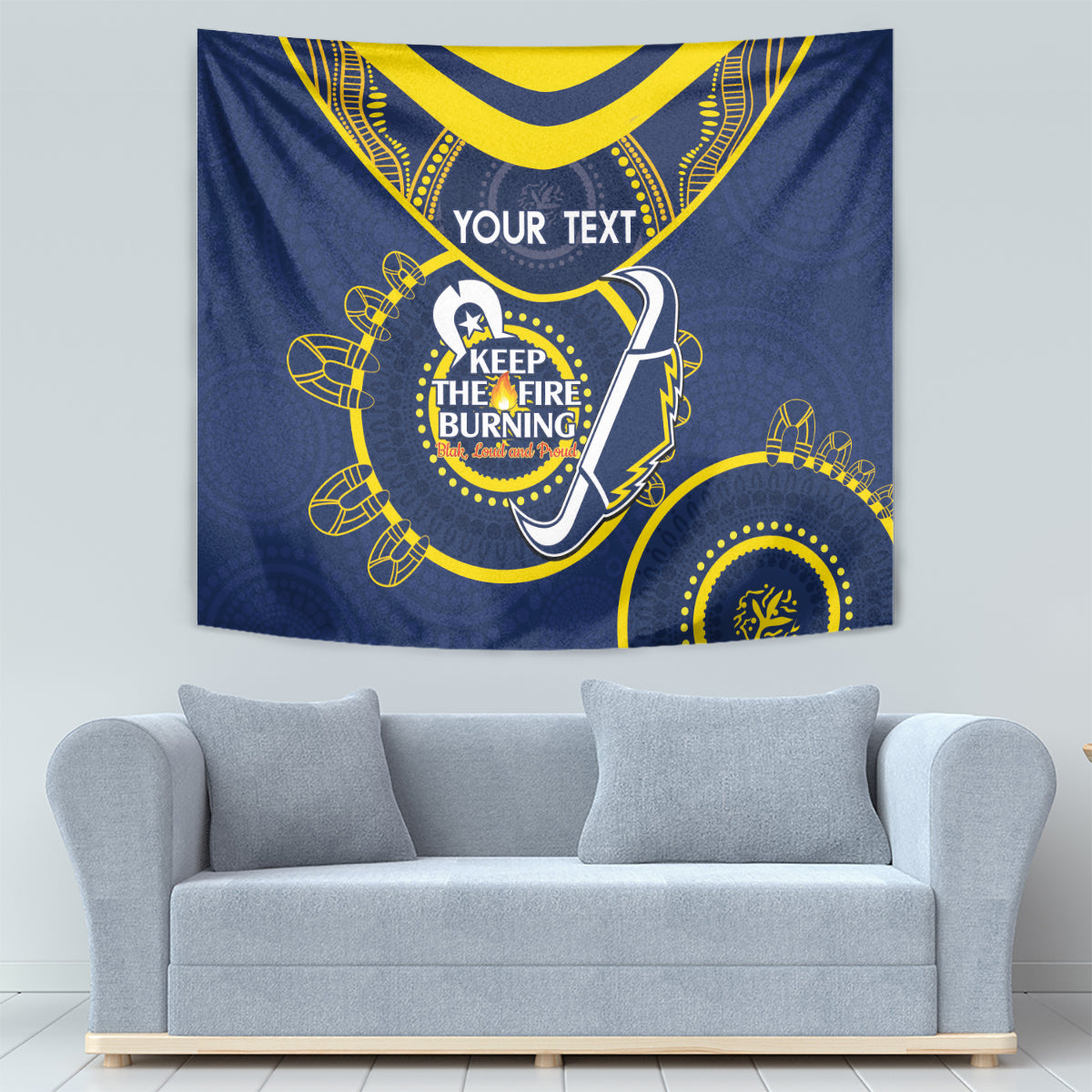 Custom NRL Cowboys NAIDOC Week Tapestry Keep The Fire Burning Indigenous Art