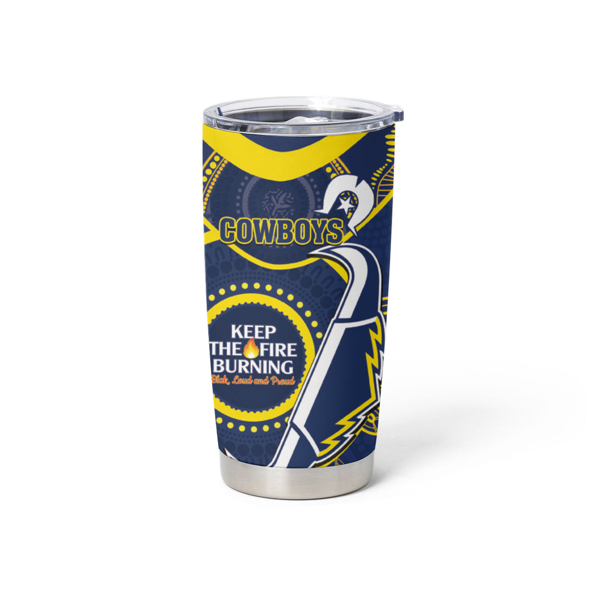 NRL Cowboys NAIDOC Week Tumbler Cup Keep The Fire Burning Indigenous Art