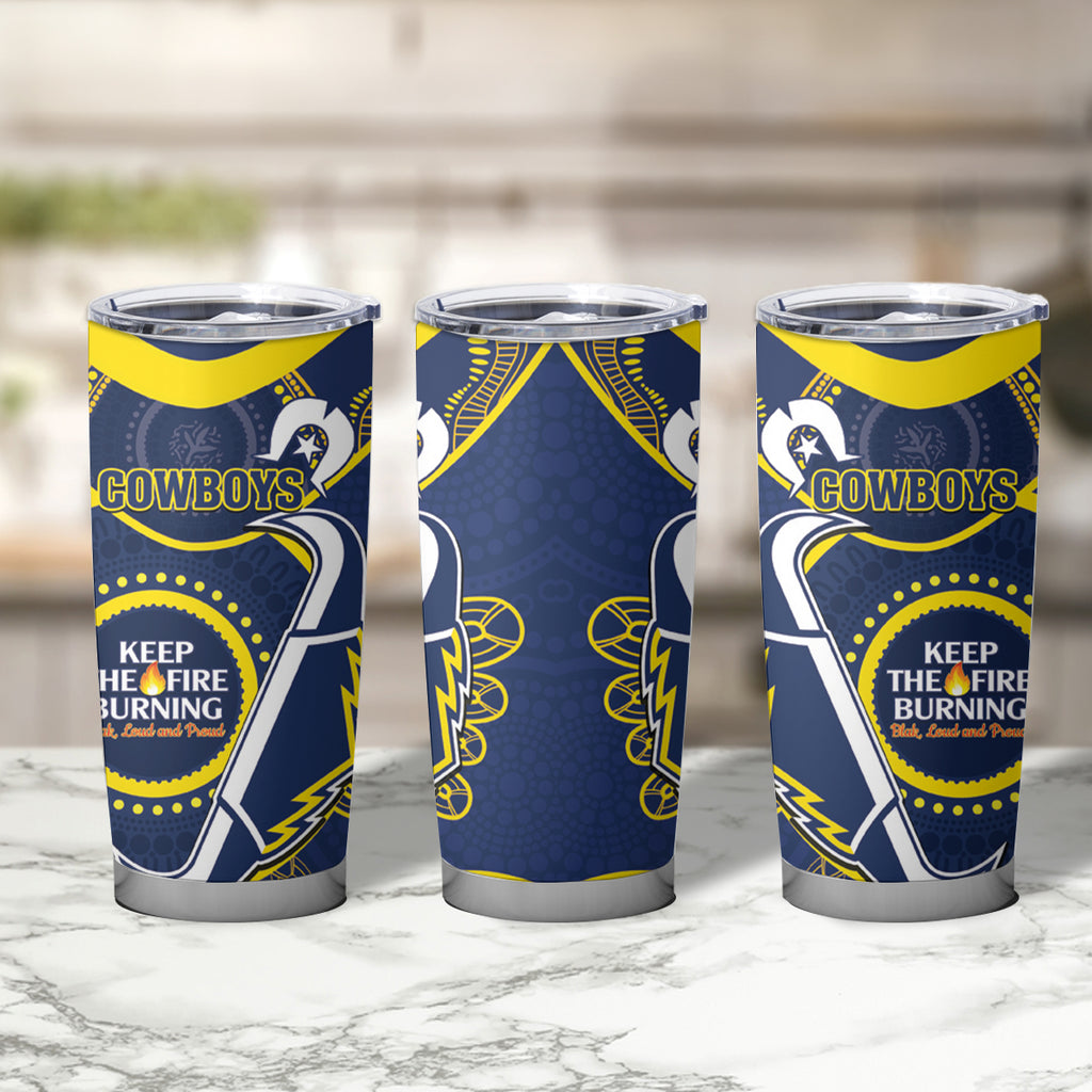 NRL Cowboys NAIDOC Week Tumbler Cup Keep The Fire Burning Indigenous Art