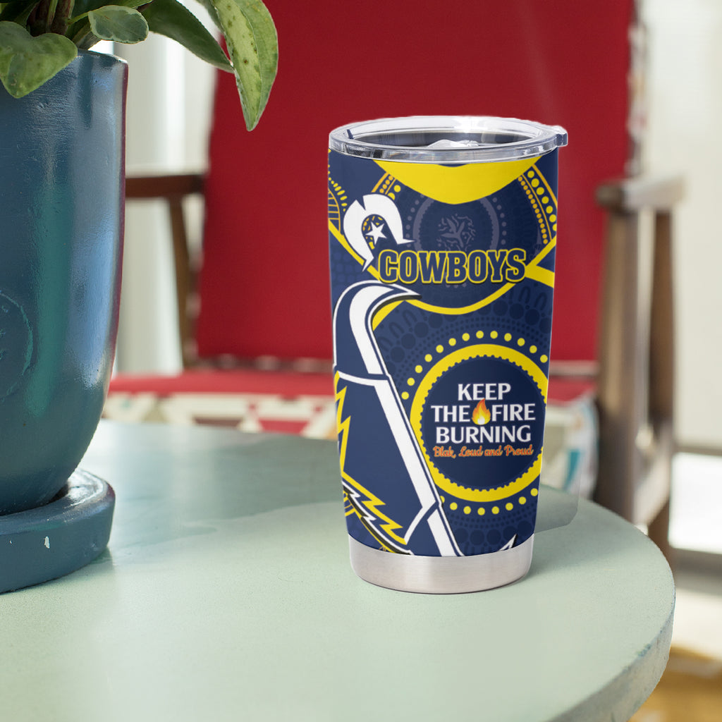 NRL Cowboys NAIDOC Week Tumbler Cup Keep The Fire Burning Indigenous Art