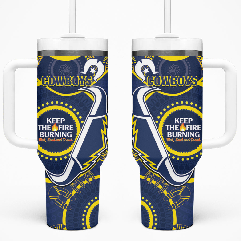 NRL Cowboys NAIDOC Week Tumbler With Handle Keep The Fire Burning Indigenous Art
