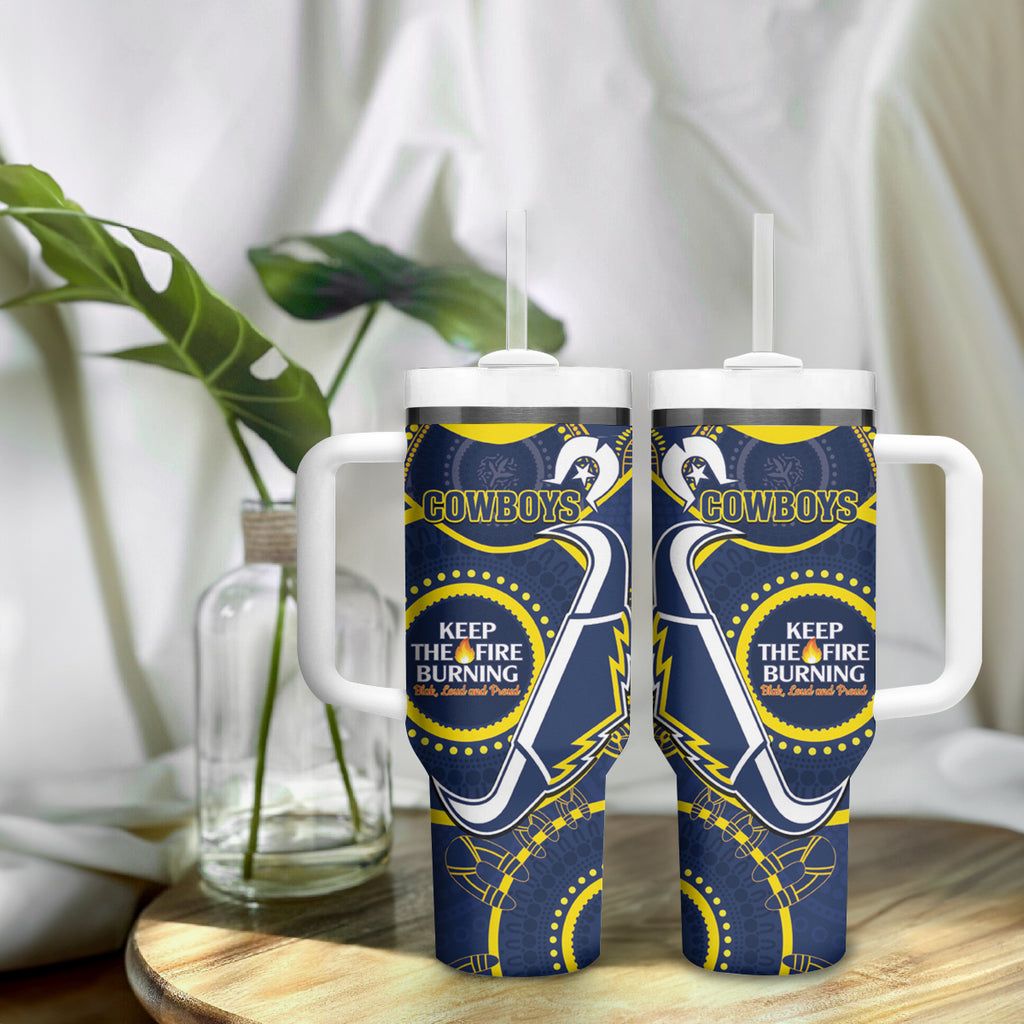 NRL Cowboys NAIDOC Week Tumbler With Handle Keep The Fire Burning Indigenous Art
