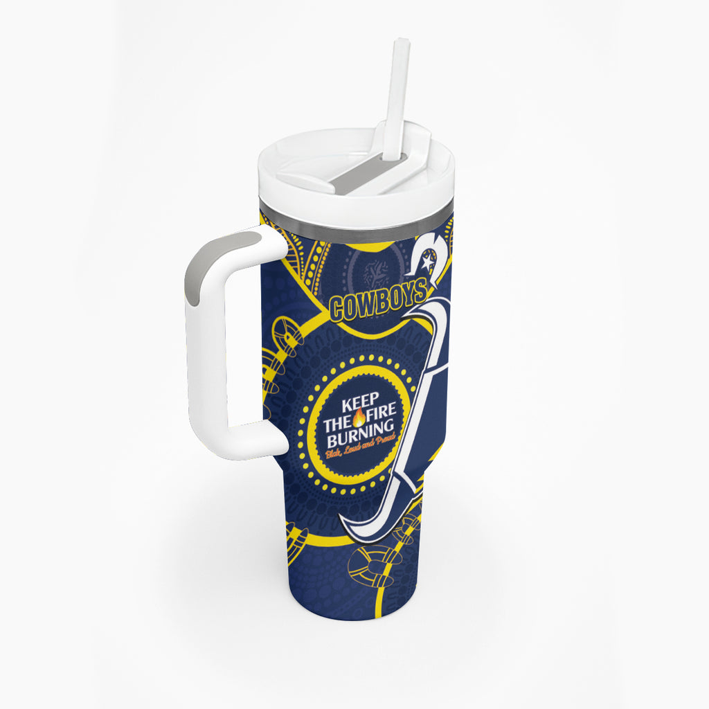 NRL Cowboys NAIDOC Week Tumbler With Handle Keep The Fire Burning Indigenous Art