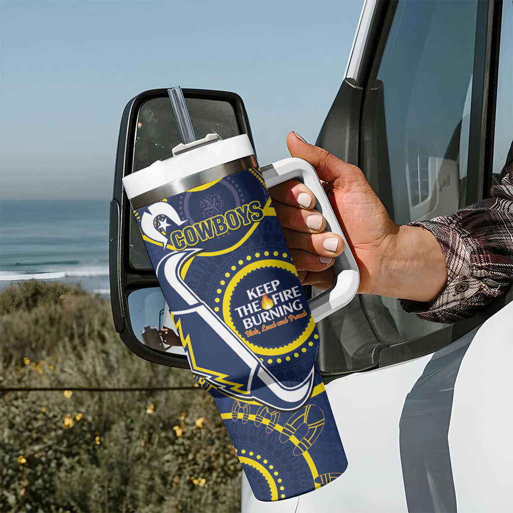 NRL Cowboys NAIDOC Week Tumbler With Handle Keep The Fire Burning Indigenous Art