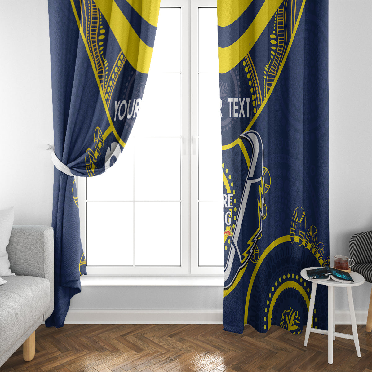Custom NRL Cowboys NAIDOC Week Window Curtain Keep The Fire Burning Indigenous Art