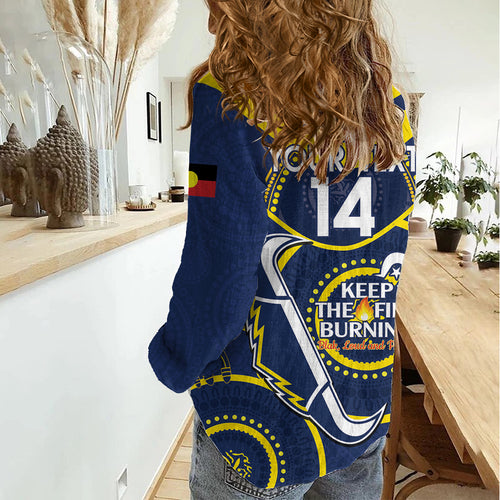 Custom NRL Cowboys NAIDOC Week Women Casual Shirt Keep The Fire Burning Indigenous Art