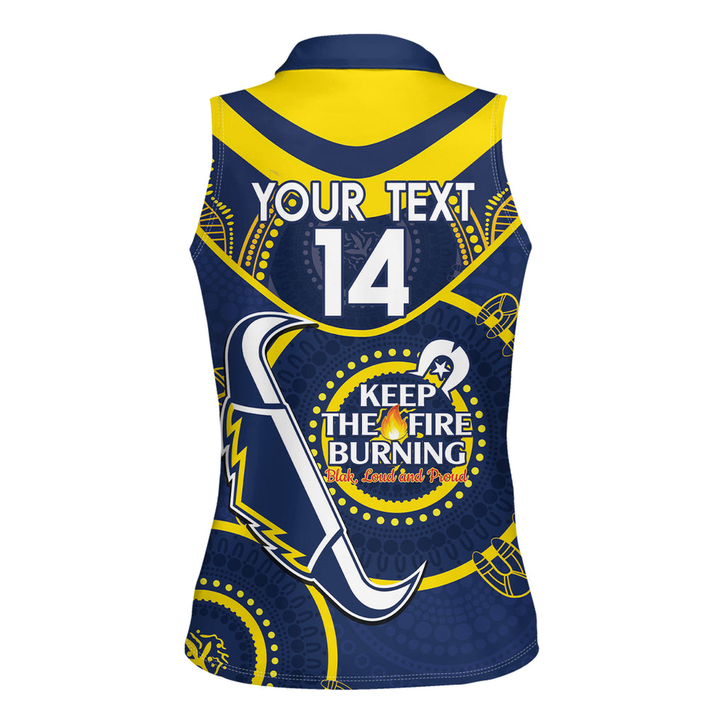 Custom NRL Cowboys NAIDOC Week Women Sleeveless Polo Shirt Keep The Fire Burning Indigenous Art