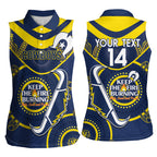 Custom NRL Cowboys NAIDOC Week Women Sleeveless Polo Shirt Keep The Fire Burning Indigenous Art
