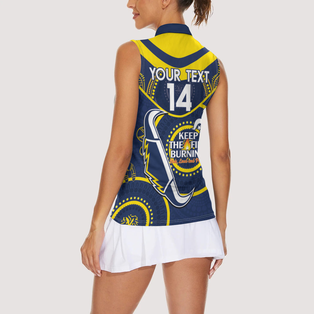 Custom NRL Cowboys NAIDOC Week Women Sleeveless Polo Shirt Keep The Fire Burning Indigenous Art