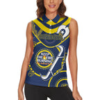 Custom NRL Cowboys NAIDOC Week Women Sleeveless Polo Shirt Keep The Fire Burning Indigenous Art
