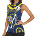 Custom NRL Cowboys NAIDOC Week Women Sleeveless Polo Shirt Keep The Fire Burning Indigenous Art