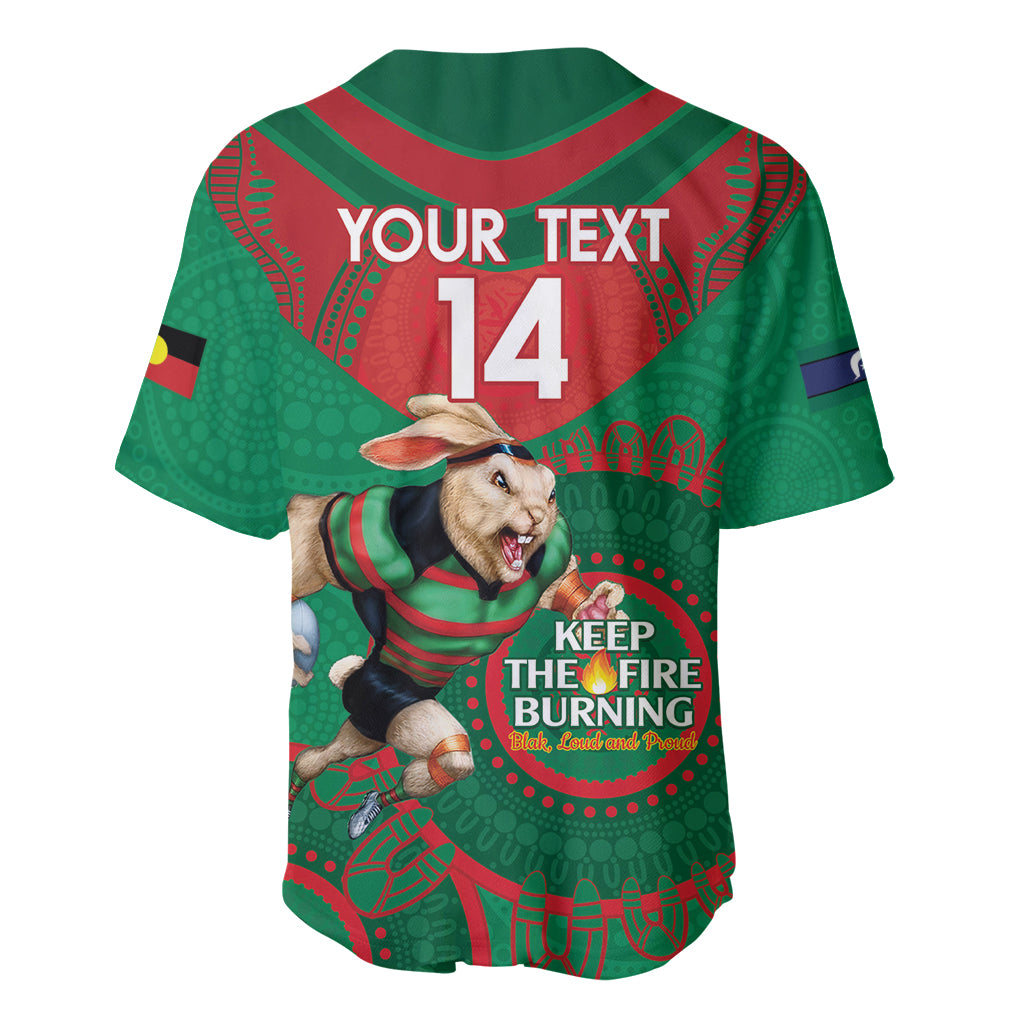 Custom NRL Rabbitohs NAIDOC Week Baseball Jersey Keep The Fire Burning Indigenous Art