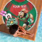 Custom NRL Rabbitohs NAIDOC Week Beach Blanket Keep The Fire Burning Indigenous Art