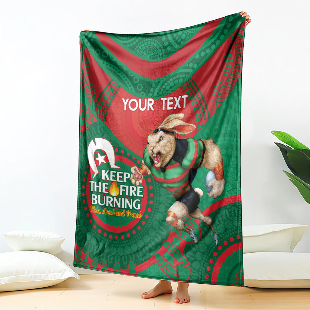 Custom NRL Rabbitohs NAIDOC Week Blanket Keep The Fire Burning Indigenous Art
