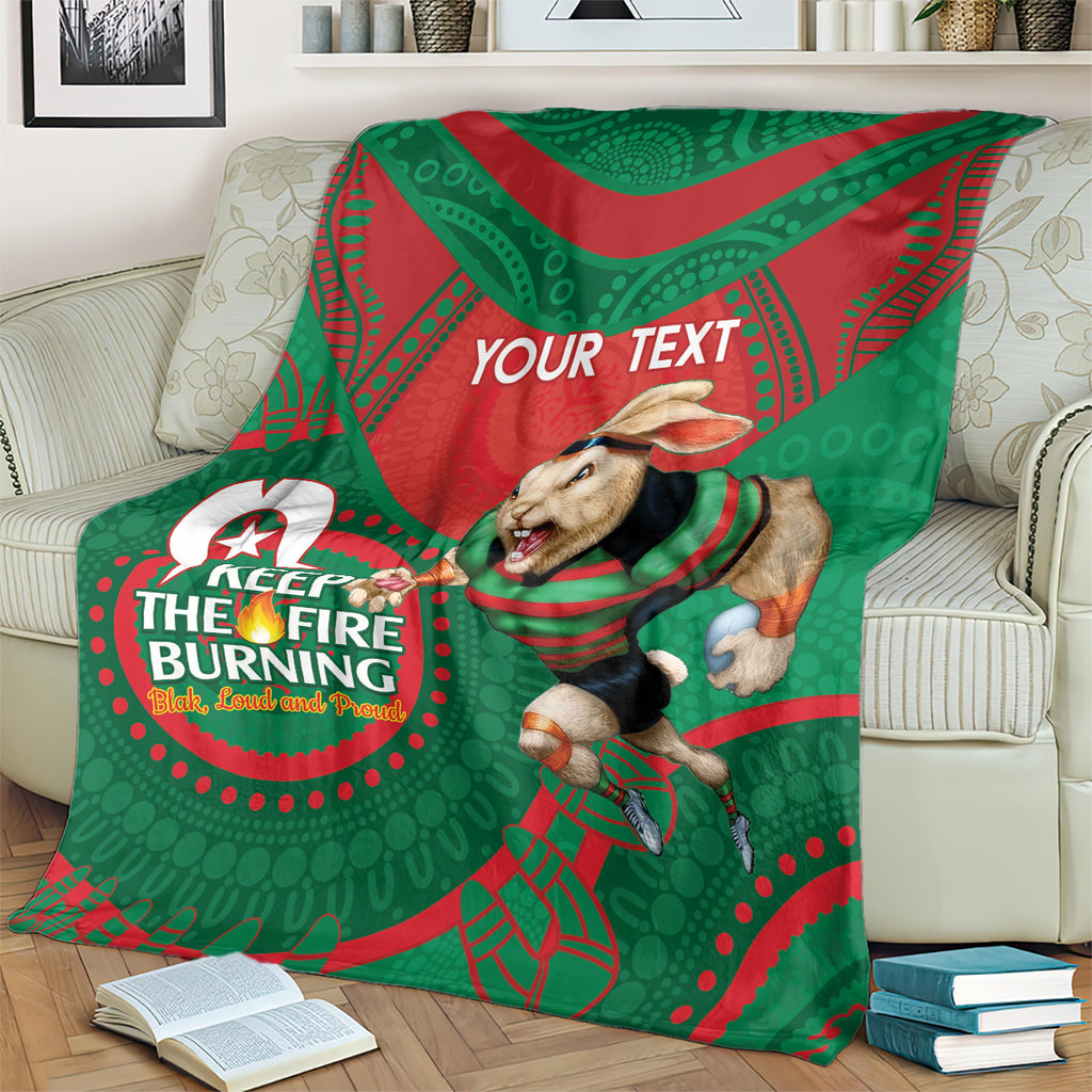 Custom NRL Rabbitohs NAIDOC Week Blanket Keep The Fire Burning Indigenous Art
