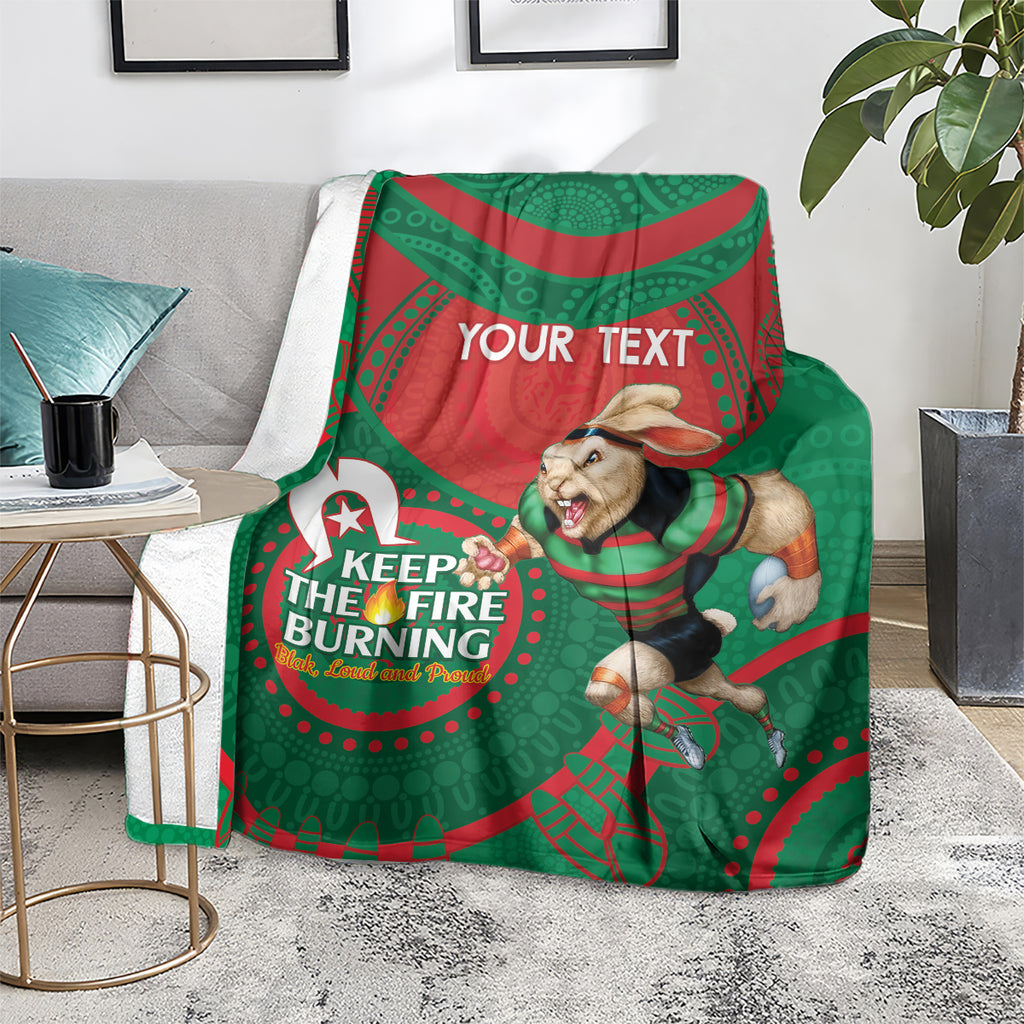 Custom NRL Rabbitohs NAIDOC Week Blanket Keep The Fire Burning Indigenous Art