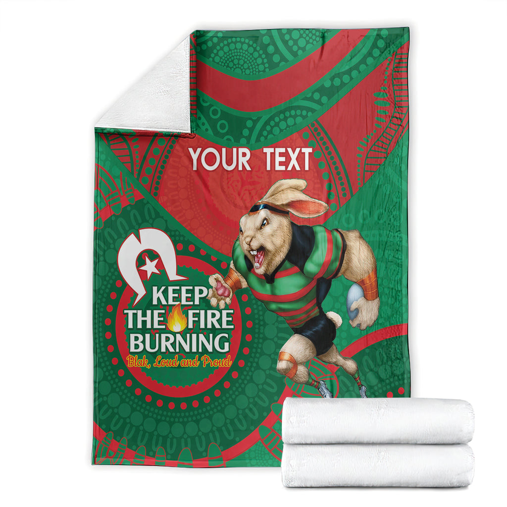Custom NRL Rabbitohs NAIDOC Week Blanket Keep The Fire Burning Indigenous Art