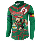 Custom NRL Rabbitohs NAIDOC Week Button Sweatshirt Keep The Fire Burning Indigenous Art