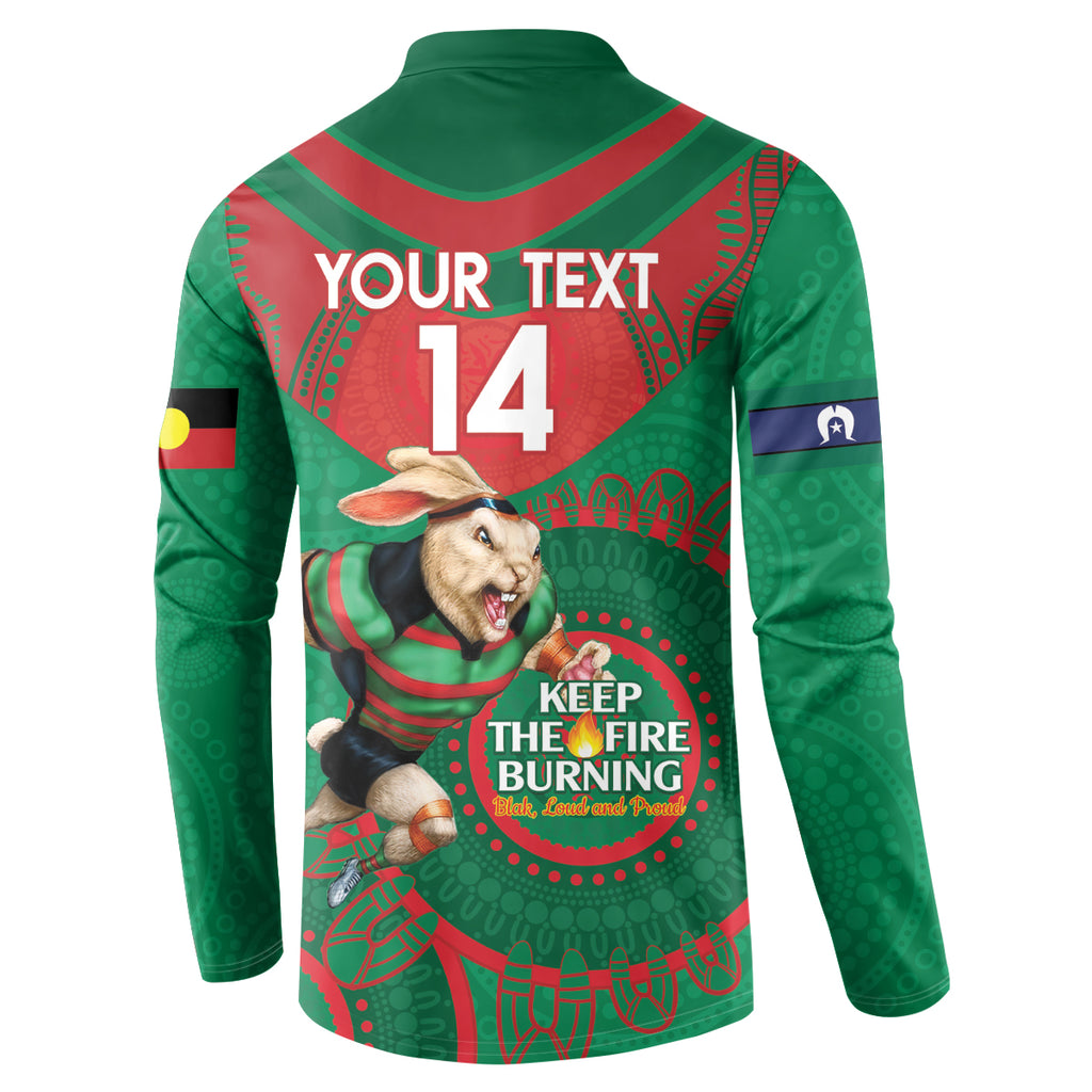 Custom NRL Rabbitohs NAIDOC Week Button Sweatshirt Keep The Fire Burning Indigenous Art