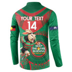 Custom NRL Rabbitohs NAIDOC Week Button Sweatshirt Keep The Fire Burning Indigenous Art