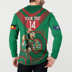 Custom NRL Rabbitohs NAIDOC Week Button Sweatshirt Keep The Fire Burning Indigenous Art