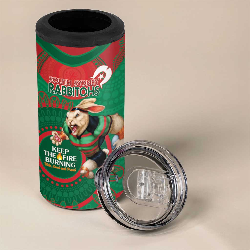 NRL Rabbitohs NAIDOC Week 4 in 1 Can Cooler Tumbler Keep The Fire Burning Indigenous Art