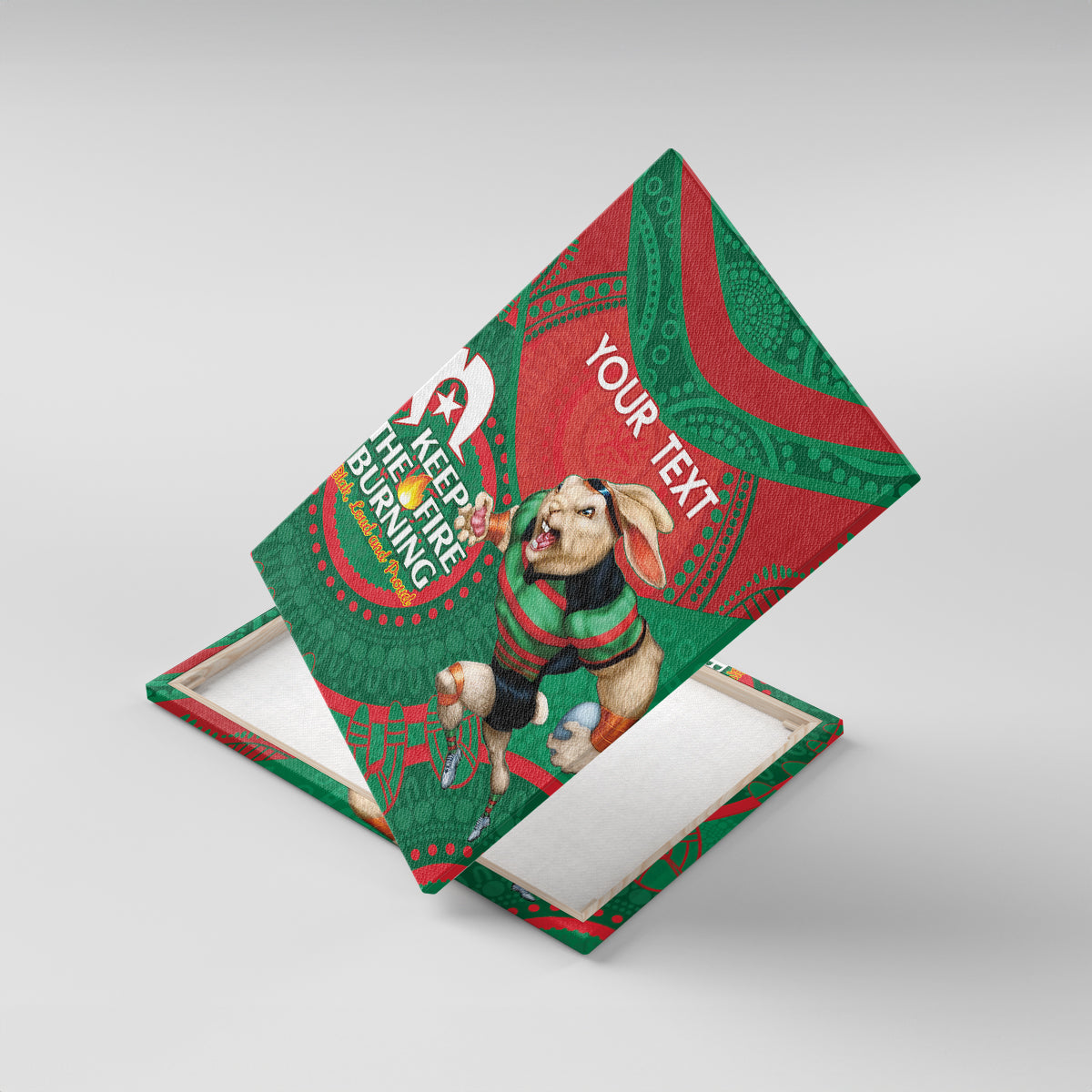 Custom NRL Rabbitohs NAIDOC Week Canvas Wall Art Keep The Fire Burning Indigenous Art