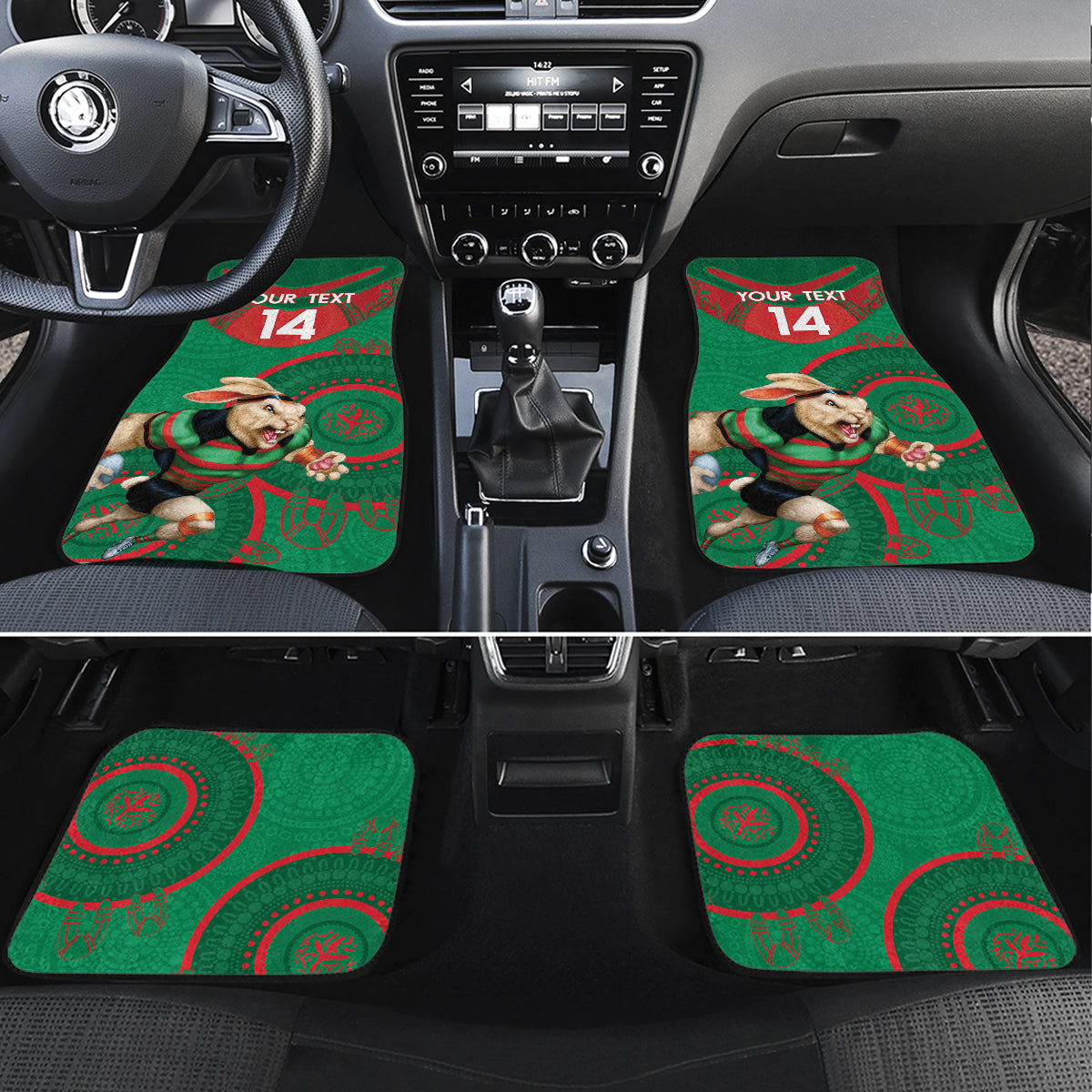 Custom NRL Rabbitohs NAIDOC Week Car Mats Keep The Fire Burning Indigenous Art
