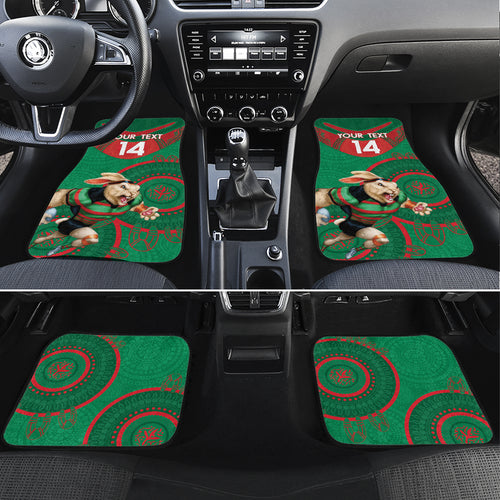 Custom NRL Rabbitohs NAIDOC Week Car Mats Keep The Fire Burning Indigenous Art