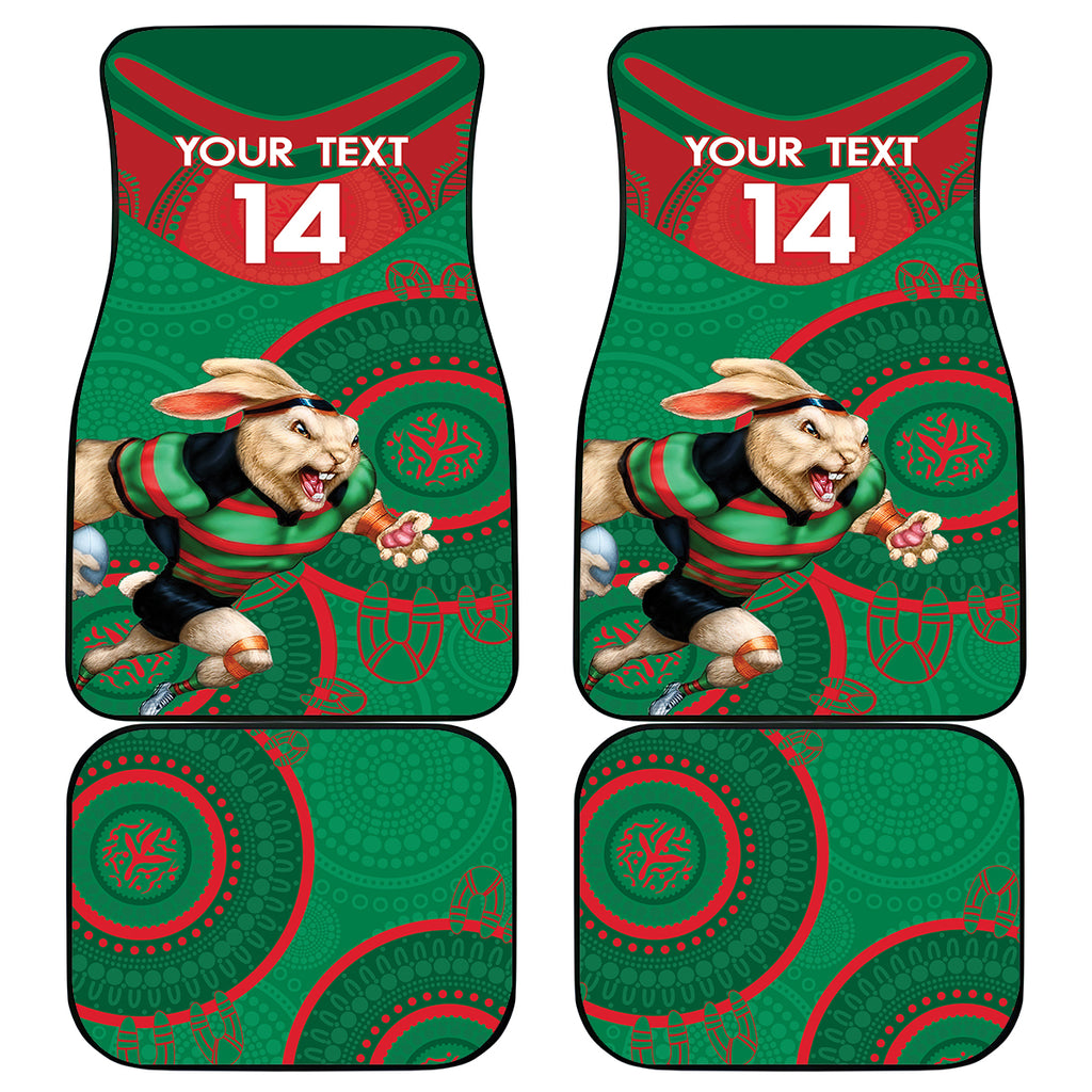 Custom NRL Rabbitohs NAIDOC Week Car Mats Keep The Fire Burning Indigenous Art