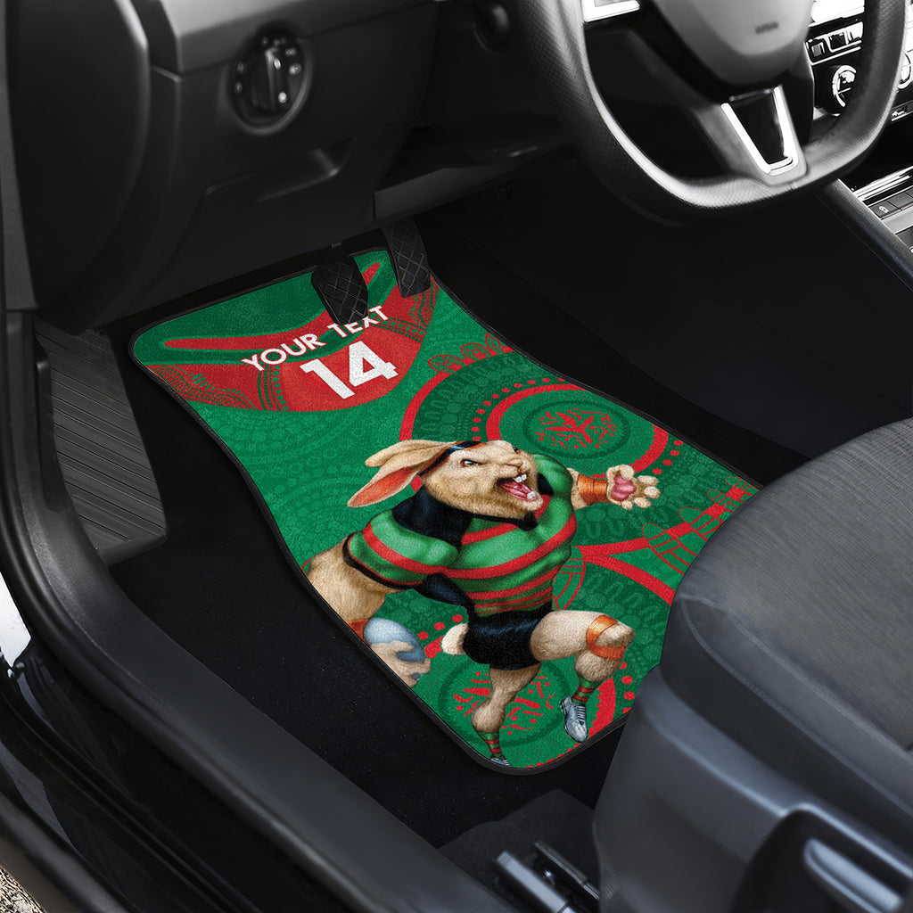 Custom NRL Rabbitohs NAIDOC Week Car Mats Keep The Fire Burning Indigenous Art