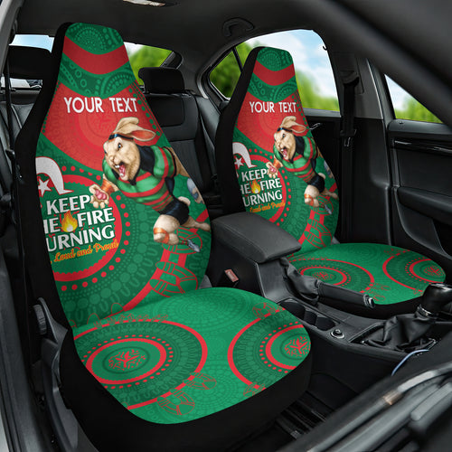 Custom NRL Rabbitohs NAIDOC Week Car Seat Cover Keep The Fire Burning Indigenous Art