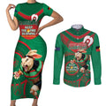 Custom NRL Rabbitohs NAIDOC Week Couples Matching Short Sleeve Bodycon Dress and Long Sleeve Button Shirt Keep The Fire Burning Indigenous Art