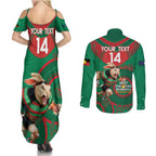 Custom NRL Rabbitohs NAIDOC Week Couples Matching Summer Maxi Dress and Long Sleeve Button Shirt Keep The Fire Burning Indigenous Art