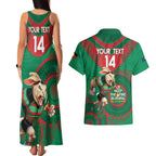 Custom NRL Rabbitohs NAIDOC Week Couples Matching Tank Maxi Dress and Hawaiian Shirt Keep The Fire Burning Indigenous Art