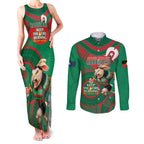 Custom NRL Rabbitohs NAIDOC Week Couples Matching Tank Maxi Dress and Long Sleeve Button Shirt Keep The Fire Burning Indigenous Art
