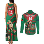 Custom NRL Rabbitohs NAIDOC Week Couples Matching Tank Maxi Dress and Long Sleeve Button Shirt Keep The Fire Burning Indigenous Art