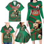 Custom NRL Rabbitohs NAIDOC Week Family Matching Long Sleeve Bodycon Dress and Hawaiian Shirt Keep The Fire Burning Indigenous Art