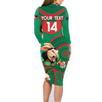 Custom NRL Rabbitohs NAIDOC Week Family Matching Long Sleeve Bodycon Dress and Hawaiian Shirt Keep The Fire Burning Indigenous Art
