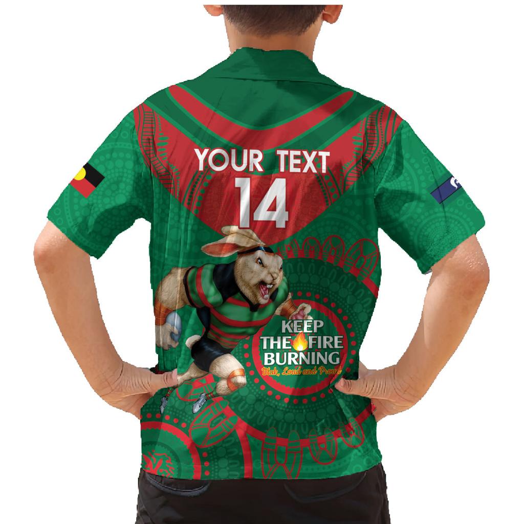 Custom NRL Rabbitohs NAIDOC Week Family Matching Mermaid Dress and Hawaiian Shirt Keep The Fire Burning Indigenous Art