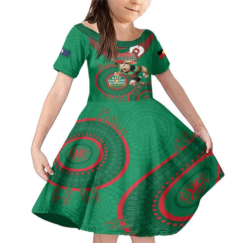Custom NRL Rabbitohs NAIDOC Week Family Matching Mermaid Dress and Hawaiian Shirt Keep The Fire Burning Indigenous Art